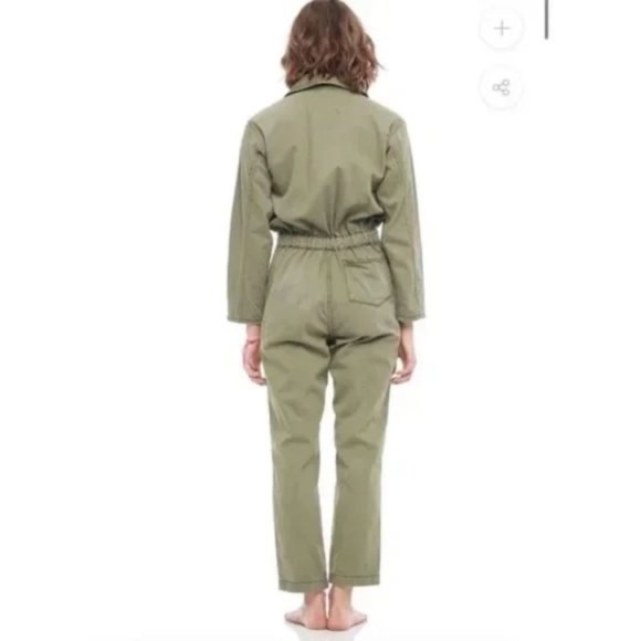 Sandrine Rose x Free People Natural Khaki Tres Cool Front Zip Jumpsuit NWT - Picture 4 of 7